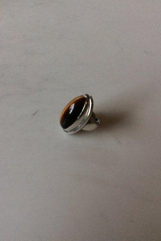 Georg Jensen Sterling Sølv Ring med Tigerøje No 46E - Danam Antik