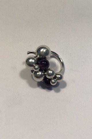 Georg Jensen Sterling Sølv Ring Moonlight Grapes med Onyx (stor) - Danam Antik