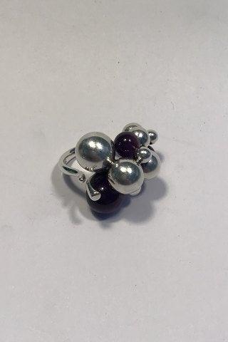 Georg Jensen Sterling Sølv Ring Moonlight Grapes med Onyx (stor) - Danam Antik