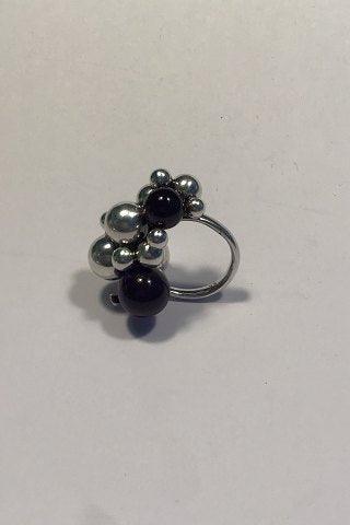 Georg Jensen Sterling Sølv Ring Moonlight Grapes med Onyx (stor) - Danam Antik