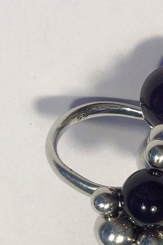 Georg Jensen Sterling Sølv Ring Moonlight Grapes med Onyx (stor) - Danam Antik