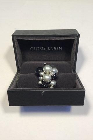 Georg Jensen Sterling Sølv Ring Moonlight Grapes med Onyx (stor) - Danam Antik