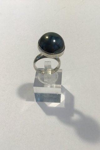 Georg Jensen Sterling Sølv Ring No 123 med Hæmatit Nanna Ditzel - Danam Antik