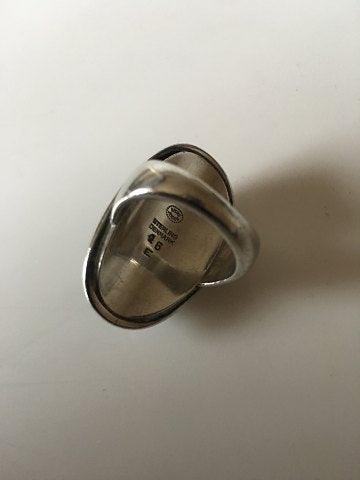 Georg Jensen Sterling Sølv Ring No 46E med Stor Grøn Agat - Danam Antik