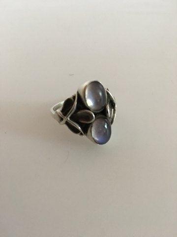 Georg Jensen Sterling Sølv Ring No 48 med Månesten. - Danam Antik