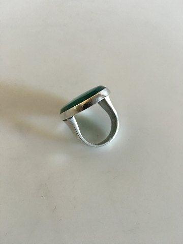 Georg Jensen Sterling Sølv Ring No 90A med Grøn Agat. - Danam Antik