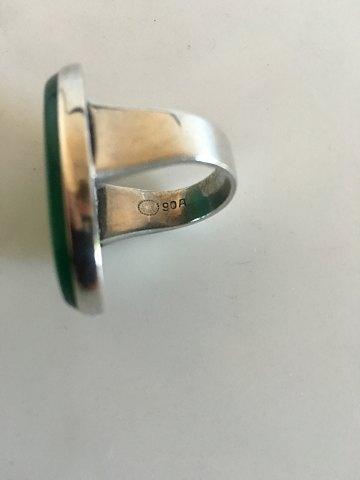 Georg Jensen Sterling Sølv Ring No 90A med Grøn Agat. - Danam Antik