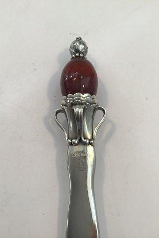 Georg Jensen Sterling Sølv Stor Brevkniv No 196 med Karneol top - Danam Antik