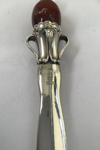 Georg Jensen Sterling Sølv Stor Brevkniv No 196 med Karneol top - Danam Antik