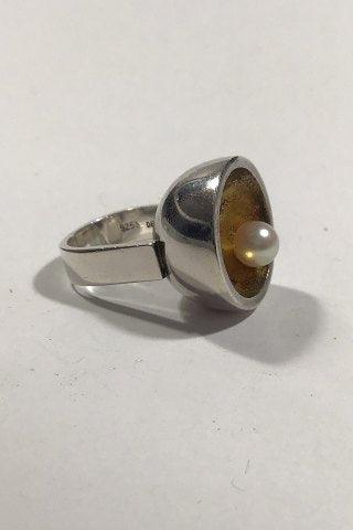 Hans Hansen Sterling Sølv Ring med Perle - Danam Antik