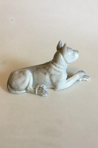 Heubach Lichte Porcelæn figur af hund/Boxer - Danam Antik