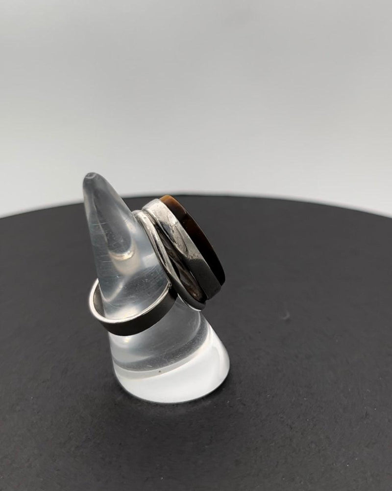 Niels Erik From Sterling sølv Ring med ovaltformet Tigerøje - Danam Antik