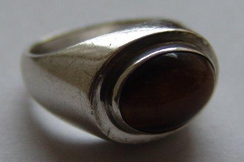 Just Andersen Sterling Sølv Ring med Tigerøje No 618 - Danam Antik