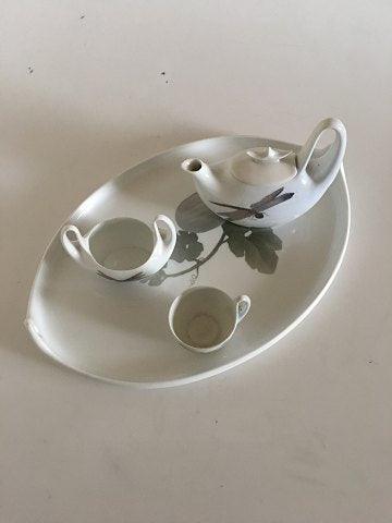 Meget Sjældent Royal Copenhagen Art Nouveau Kaffesæt med Kande, kopper og Bække No 4 Med guldsmede - Danam Antik