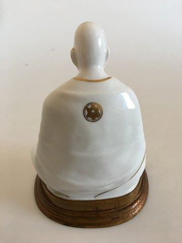 Pen og Blækhus i form af Porcelæn Buddha på Messing Fod - Danam Antik