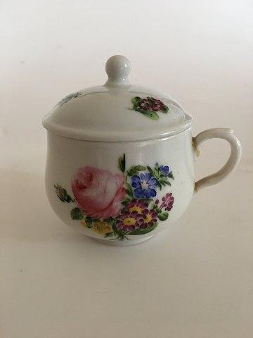 Royal Copenhagen Antik Bouillon Kop med Låg med Håndmalet Blomsterdekoration 1820-1850 - Danam Antik