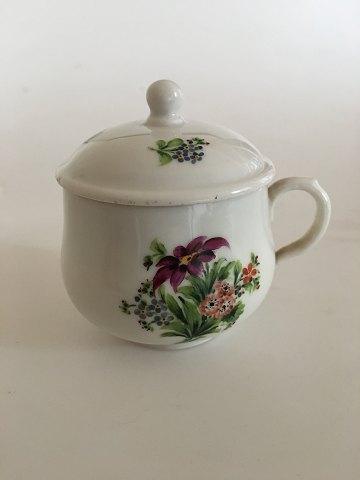 Royal Copenhagen Antik Bouillon Kop med Låg og Håndmalet Blomsterdekoration 1820-1850 - Danam Antik