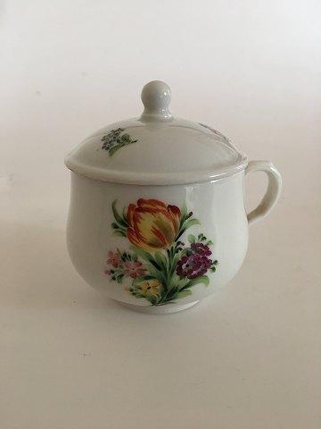 Royal Copenhagen Antik Bouillon Kop med Låg og Håndmalet Blomstermotiv 1820-1850 - Danam Antik