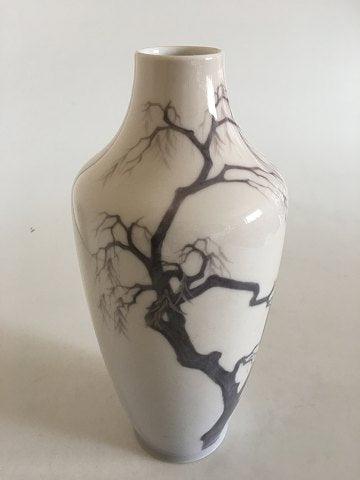 Royal Copenhagen Art Nouveau vase med fiskehejrer No 1669/231 - Danam Antik