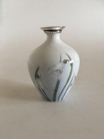 Royal Copenhagen Art Nouveau Vase med Sølv top No 93/396 - Danam Antik