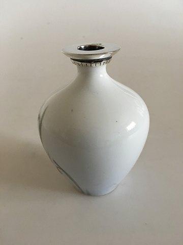 Royal Copenhagen Art Nouveau Vase med Sølv top No 93/396 - Danam Antik