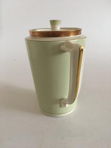 Coffee Pot , Mid Century Modern, Scandanavian design , Royal Copenhagen, Dagmar 9533, Green and store White with Gold, Good vintage condition