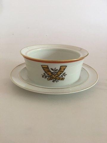 Royal Copenhagen Guldhornene med Orange Kant Marmeladeskål (uden låg) No 883 - Danam Antik