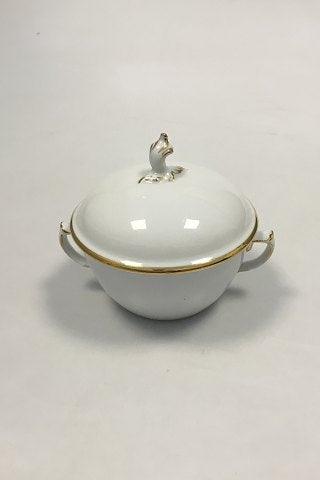 Royal Copenhagen Hvidt Porcelæn med guldkant Sukkerskål No 1275/9178 - Danam Antik