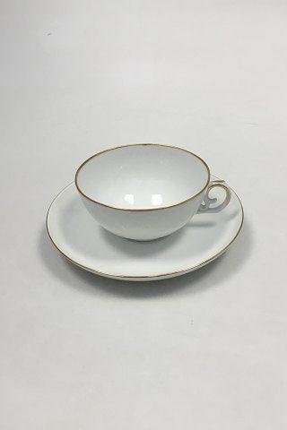 Royal Copenhagen Hvidt Porcelæn med guldkant Thekop med underkop No 1275/9067 - Danam Antik