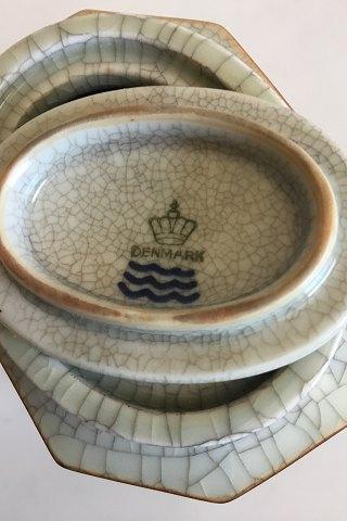 Royal Copenhagen Krakele Porcelæn Kantet Tedåse med låg No 77/2740 - Danam Antik