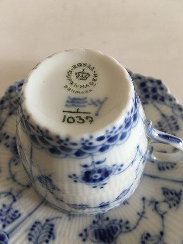 Royal Copenhagen Musselmalet Helblonde Mokkakop med Underkop No 1037 - Danam Antik