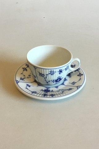 Royal Copenhagen Musselmalet Riflet Hotel Kaffekop med underkop No 2187 - Danam Antik