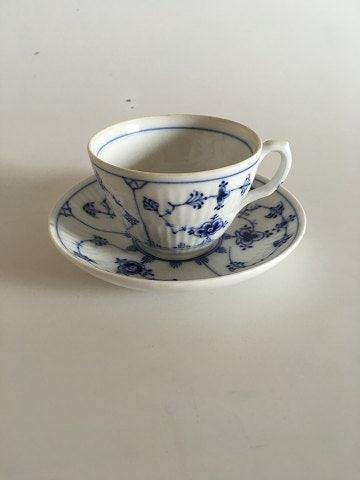 Royal Copenhagen Musselmalet Riflet Kaffekop og Underkop No 71 - Danam Antik