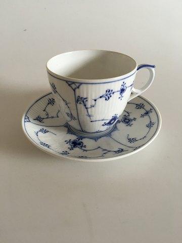 Royal Copenhagen Musselmalet Riflet Stor Kaffekop og Underkop No 78 - Danam Antik