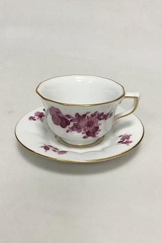 Royal Copenhagen Purpur blomst kantet med guldkant Mokkakop No 427 / 8562 - Danam Antik