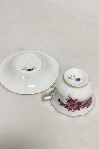 Royal Copenhagen Purpur blomst kantet med guldkant Mokkakop No 427 / 8562 - Danam Antik