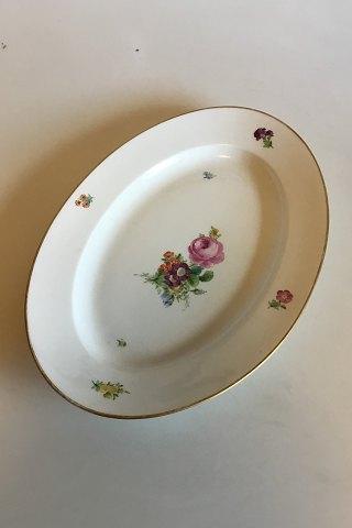 Royal Copenhagen Saksisk Blomst, Glat Ovalt fad No 493/9038 - Danam Antik