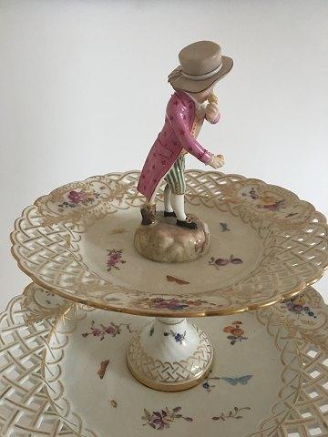 Royal Copenhagen Saksiskblomst opsats med figur 41cm - Danam Antik