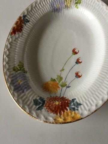 Royal Copenhagen Stel No 93 Hvid Halvblonde m. Blomster og Guld Ovalt Fad 25.5 cm - Danam Antik