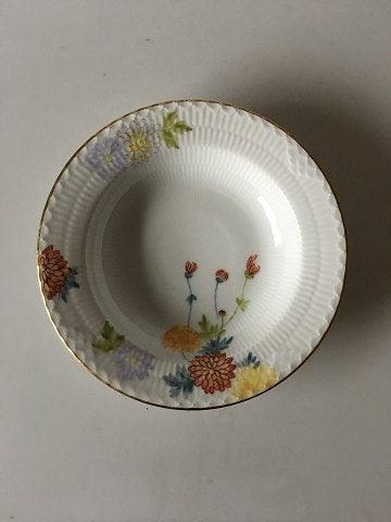 Royal Copenhagen Stel No 93 Hvid Halvblonde m. Blomster og Guldkant Dyb Tallerken - Danam Antik