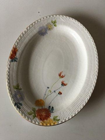 Royal Copenhagen Stel No 93 Hvid Halvblonde m. Blomster og Guldkant Ovalt Serveringsfad 41 cm - Danam Antik