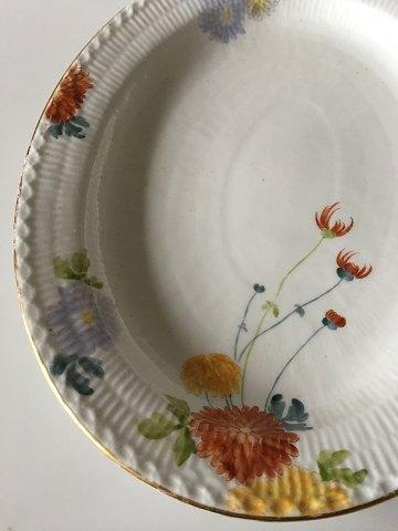 Royal Copenhagen Stel No 93 Hvid Halvblonde m. Blomster og Guldkant Ovalt Serveringsfad 41 cm - Danam Antik