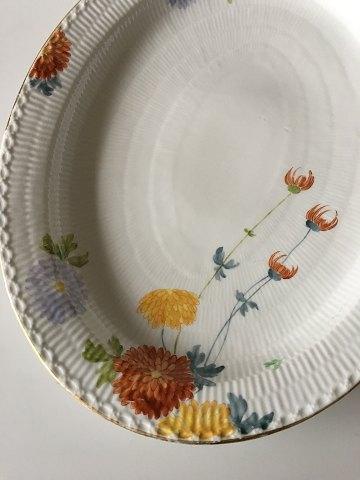 Royal Copenhagen Stel No 93 Hvid Halvblonde m. Blomster og Guldkant Stort Ovalt Serveringsfad 47 cm - Danam Antik