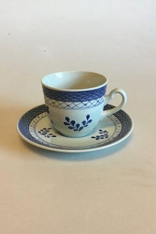 Royal Copenhagen/Aluminia Blå Tranquebar Kaffekop og underkop No 11/956 - Danam Antik