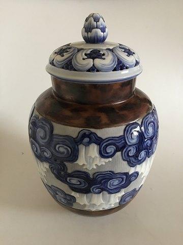 Stor Bing & Grøndahl Art Nouveau Unika Låg Vase af Fanny Garde fra 1920 - Danam Antik