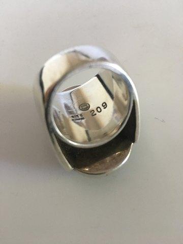 Stor Georg Jensen Sterling Sølv Ring No. 209 med Grøn Agat - Danam Antik