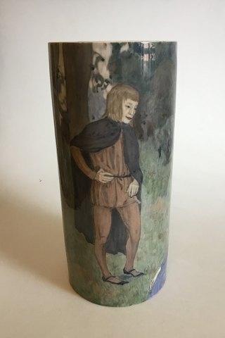 Unika Bing & Grøndahl Art Nouveau cylindrisk Vase. Mærket XXVIII (28) og EH. - Danam Antik